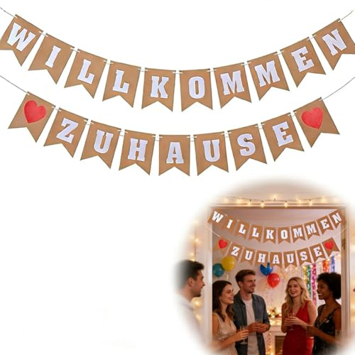 1 Stück Willkommen Zuhause,Welcome Home,Herzlich Willkommen Girlande,Willkommen Zurück,Rechteckig, Papierrechteck, Wandmontage,Familien & Partygäste, Alle Gelegenheiten, Innen & Außen,Khaki, 16*12cm