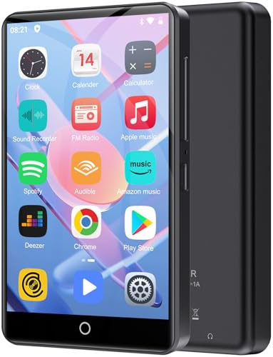 MP3 Player mit Bluetooth und WiFi, Oilsky 80GB Tragbarer MP3 Musikplayer mit Spotify, Audible, Deezer, 4 Zoll 1080P Touchscreen MP4 Player, Android 9.0 (schwarz)