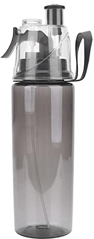MAGT Portable Water Bottle, 600 ml Transparent Plastic Spray Head Bottle for Sports Running Climbing Cycling (Colour : Black)