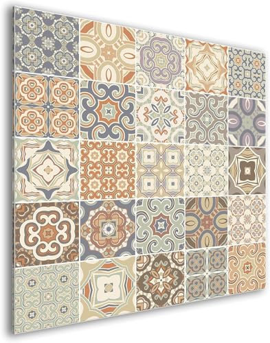 murando Glass Splashback for Kitchen Backsplash Cooker Protector Tempered Glass Decorative Wall Art Panel Heat Resistant Graphic 60x60 cm / 24x24 Tiles Mosaic f-B-0300-aq-a