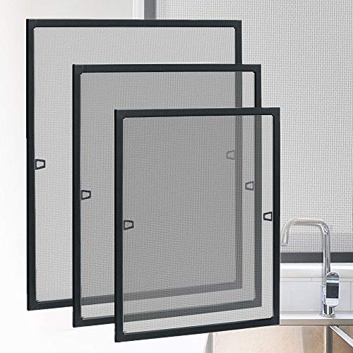 HENGMEI 100×120cm Moustiquaire pour fenêtre avec encadrement en aluminium Montage facile sans percer, Cadre anthracite