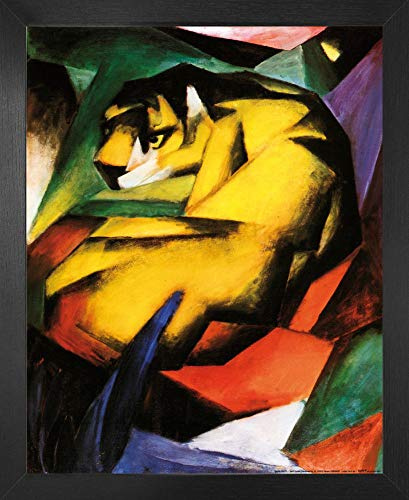 1art1 Franz Marc Poster Kunstdruck Bild und MDF-Rahmen - Tiger, 1912 (50 x 40cm)