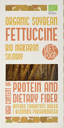 Diet-Food — Pâtes de soja à faible teneur en glucides et graines de soja — Pâtes protéinées — Fettuccine à l'orange et au soja 200g