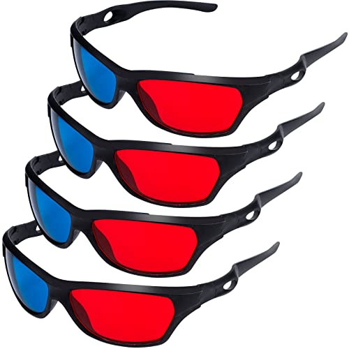 craftshou 3D-Brille in Rot und Blau, 3D-Brille für Filmspiele, für Cyan-Anaglyphen-Stil, Heimkino, 3D-Filme, Spiele, TV, 4 Stück