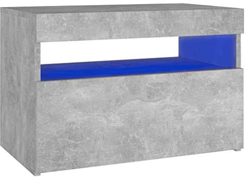vidaXL Comodino con Luci LED Grigio Cemento 60x35x40 cm