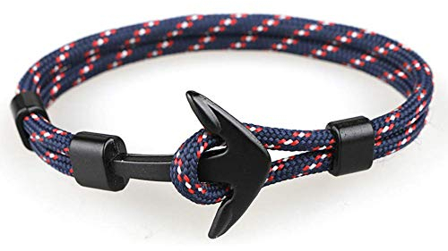 U-M Bracciale alla moda Anchor Men's in poliestere Rope Fashion creativo e utile Moda Nero e Blu