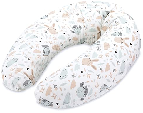 Totsy Baby Seitenschläferkissen 165 x 70 cm Komfortkissen Baumwolle - Schlafkissen mit Bezug Seitenschläfer Kissen Body Pillow mit Reißverschluss Eulen