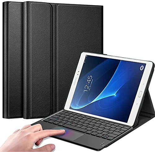 QYiiD Custodia con Tastiera Touchpad per Galaxy Tab A 10.1 2016 (SM-T580 / T585), Cover Sottile Leggera con Tastiera Italiano QWERTY Staccabile Rimovibile con Touchpad per Galaxy Tab A 10.1, Nero