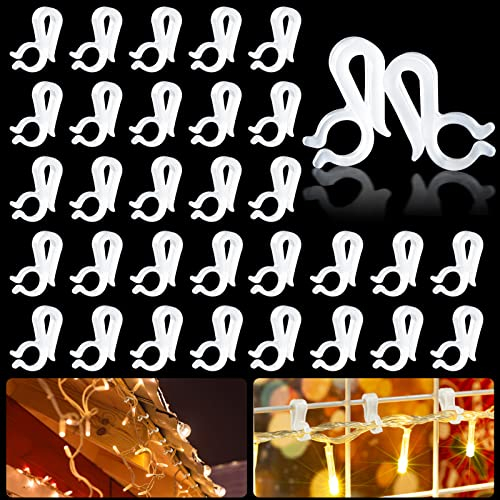 Kiiwah 80 Stücke Mini Dachrinnenhaken Lichterketten, Weihnachtslicht Clips Kunststoff Dachrinnenhaken für Lichterketten, Lichterketten Halterung Haken für Weihnachten Außen Dekorativer Lichter