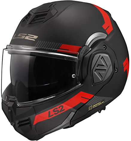 LS2 FF906 Advant Bend Klapphelm unisex (schwarzmatt/rot), M (57)