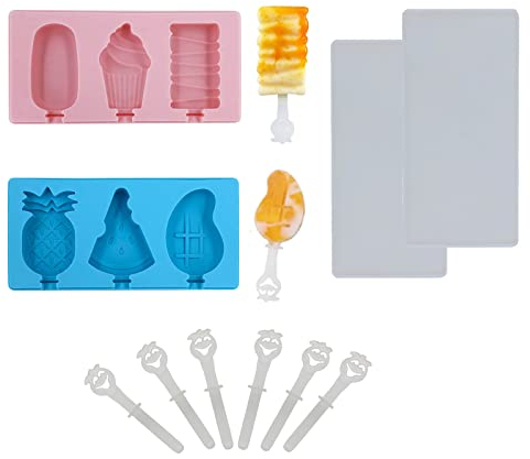 Moldes Helados, 2 piezas Moldes para Helados de Silicona Reutilizable Molde para Hacer Paletas para Hacer Helados libres de BPA para Niños y Adultos