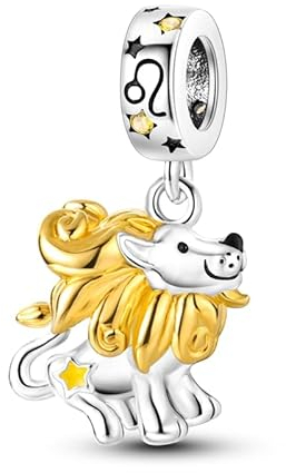 Pandach Damen Charm Anhänger Sternzeichen für Armband 925 Sterling Silber 12 Sternbilder Charms Beads passend für Pandora Armband, Kompatibel mit Europäischen Armband und Halskette für Frauen Mädchen