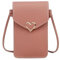 Narunii Sac à bandoulière Femme,Mini Pochette pour téléphone Portable avec en Cuir PU Transparent pour écran Tactile Verrouillage D'amour (Rose Foncé)