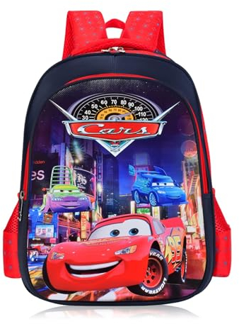 Lemotoy Cars Rucksack für Kinder, Lightning McQueen, Rennen, Schulranzen, Jungen, Kindergarten, Grundschule, Rucksack, verstellbar, B, M