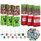 WuGU 74 pcs Spiel Kindergeburtstag Party Mitgebsel, Geschenktüten Kindergeburtstag Set, 12 Mitgebsel Tüten +12 Schlüsselanhänger +50 Aufkleber für Geschenk, Giveaways, Hochzeiten, Party, Ostertüten