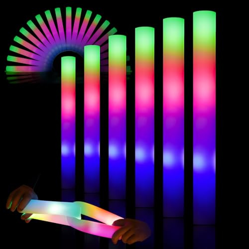 Kimimara LED Party Néon Bâtons Lumineux Déco Glow Jouets Set Knicklights Enfants Adultes Bâtons disponibles pour Fête d'anniversaire, Mariage, Halloween, Noël, Nouvel An Lumière Baguette Magique (6)