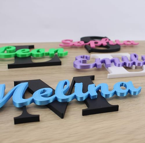 Personalisiertes Namensschild | Türdekoration | 3D Namensschild mit Hintergrundbuchstabe | Selbstklebendes Türschild | Geschenk