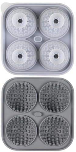 Golf Ball Ice Mold - Golf Ball Mold with 4 Cavities,Food-Grade Silicone Golf Ball Molds,Golf Ball Tray,Creative Round Golf Ball Maker for Cocktails Whiskey, Gray