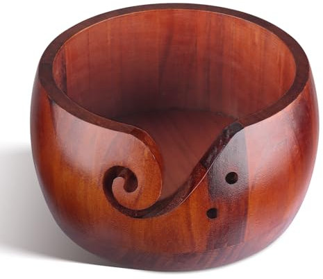 Aphromirel Garn Strickschüssel Handgefertigte Holz Garnschale Tragbare Garnschale Schützt Wolle und Verhindert Verfilzungen für Häkeln Stricken Zubehör DIY