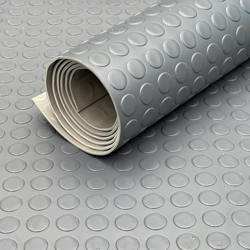 Shield Autocare 3m x 1.5m Light Grey Coin PVC Flooring Roll | Non Slip Industrial Lino Vinyl Floor Matting for Garage Work Van Heavy Duty 3mm Thick 1.5m Width