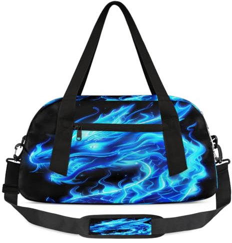 Blue Fire Reisetasche für Kinder, Motiv: chinesischer Drache, für Jungen, Mädchen, Teenager, Tierdrache, Sport, Turnbeutel für Wochenende, Reisen, Gymnastik, Tanzen, Ballett, mehrfarbig