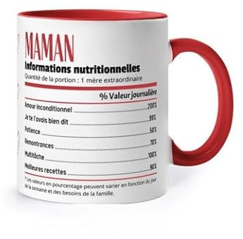 tostadora Mug Maman Cadeau Fete Des Meres - Tasse Future Maman - Maman Informations Nutritionnelles