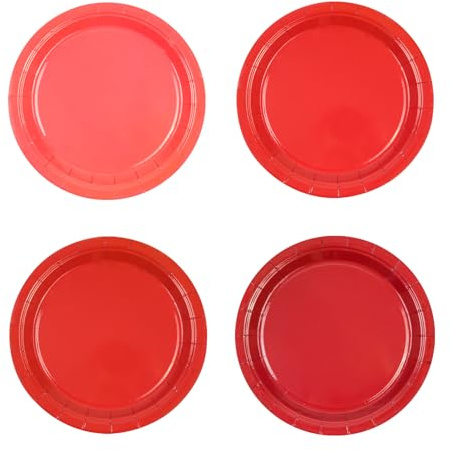 HiEnjoin 48 piatti di carta rossi, piatti per feste di compleanno per bambini, 18 cm, piatti di carta usa e getta per laurea, matrimoni, baby shower, feste e altre occasioni, 4 colori