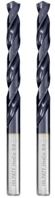 Hilpaty Brocas Helicoidales para Metal Profesional Broca M35 HSS-Co con Recubrimiento AlTiN, Norma DIN 338 (9.0mm x 125mm x 2pcs)