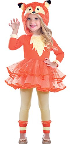 amscan 9903510 Fuchs kostüm für Kinder Mädchen 7-8 Jahre, Orange