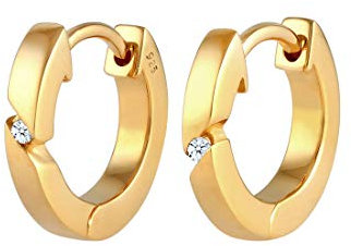 DIAMORE Ohrringe Damen Creolen Basic mit Diamant (0.04 ct.) in 925 Sterling Silber