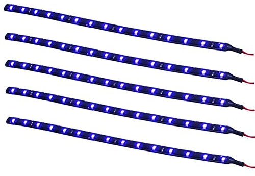 Qiorange 5x 30cm 15 SMD Blau LED Strip Leiste Lichterkette Streifen 12V Wasserdicht (Blau 5PCS)