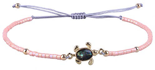 KELITCH Damen Schöne Schildkröte Charm Armbänder Abalone Shell Miyuki Perlen Armbänder Einstellbare Freundschaftsarmbänder