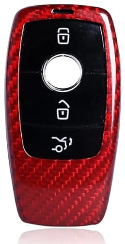 MAX CARBON Schlüsselhülle in roter Carbon-Optik – Kompatibel mit Mercedes-Benz A B C CLA CLS E S GLC GLE GLB GLA G-Klasse – W177 W118 W205 W213 W222 W247 C257 – 2-teilig – GFK Design