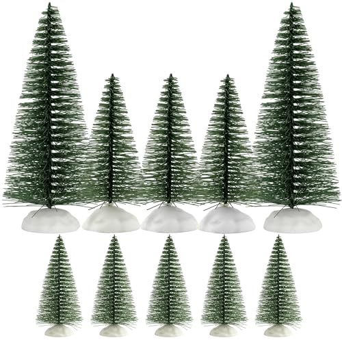 Mini Weihnachtsbäume Deko Künstliche Tannenbaum Set 10-teilig Weihnachtsbaum Weihnachtsdekoration - Modelleisenbahn - Baum - Miniatur - Tischdeko, DIY Basteln – 3 Größen