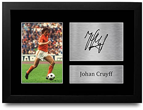 HWC Trading Johan Cruyff A4 Gerahmte Signiert Gedruckt Autogramme Bild Druck-Fotoanzeige Geschenk Für Holland Fußball Fans