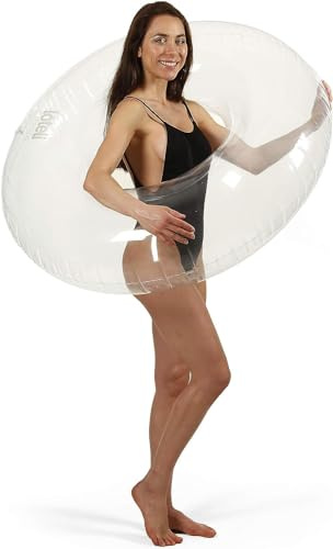 LÔTELI Transparenter Schwimmring – Transparenter aufblasbarer Pool-Schwimmer für Erwachsene und Kinder – Minimale Ästhetik für Pool-Partys, Sommerspaß & Entspannung – langlebig und einfach aufzublasen