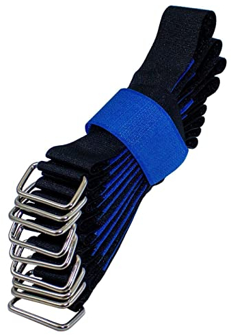 Lumonic 10x Klettbinder 400x30mm normal Schwarz Blau - Wiederverwendbare Kabelbinder aus Klettband - Zum Befestigen oder Kabelmanagement