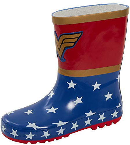 DC Comics Wonder Woman Wellington Boots - Stivali di gomma per bambini e donne, per pioggia e neve, Rosso, 32 EU