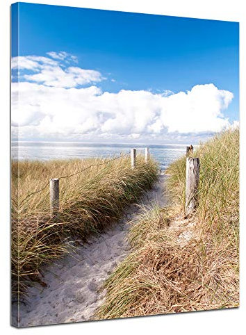 Bilderdepot24 Wandbild - Strandweg - Ostsee 60x80 cm einteilig Hochkant - Leinwandbild Bild auf Leinwand - Küste Ostseeurlaub