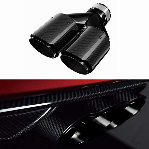 Umisu Embout d'Échappement Double de Voiture en Fibre de Carbone Tuyau d'Échappement Noir Extrémité Arrière pour Voiture 63-89mm
