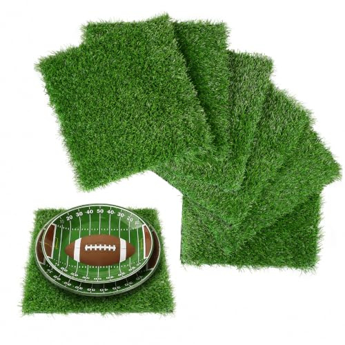 XLX TURF Green Artificial Grass Square Mats, 6 Pack 12x12 Fake Grass Tiles Placemats Table Centerpiece Decor Spring Easter Party, Patio, Pets Turf Patch DIY Crafts