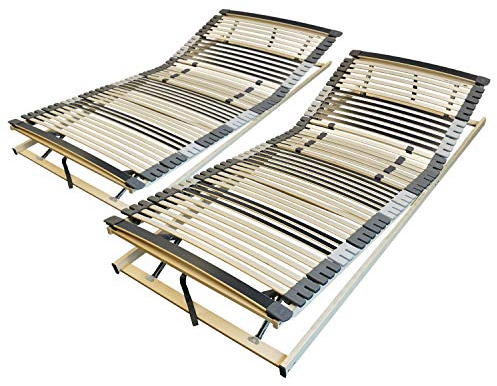 AM Qualitätsmatratzen 7 Zonen Lattenrost 160x220 verstellbar mit 44 Federleisten - Made in Germany - Verstellbarer Lattenrost Size - Kopf und Fußteil - Holmabsenkung für Schulter und Becken