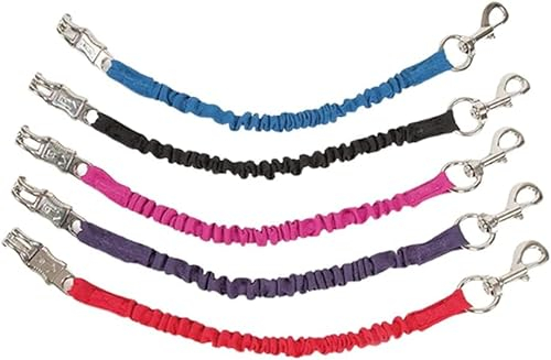 Elastic Bungee Trailer Tie - Pony Shock Absorbing Cords Leash Extension Attachment Hooks Featuring Quick Release Trailer | Thick Straps Equestrian Lead Rope, Blue One