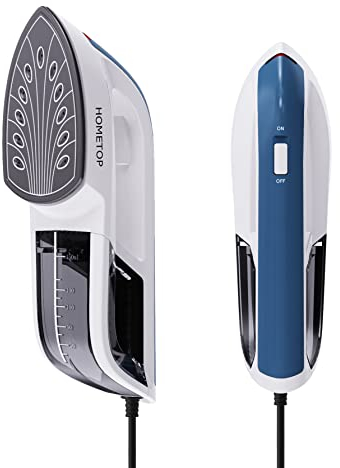HOMETOP Vaporizador de mano profesional, plancha de vapor para ropa, 1300 W y 40 segundos, removedor de arrugas de tela de calentamiento rápido, plancha de vapor portátil para el hogar y viajes (azul)