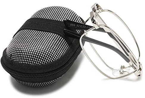 Lanomi Mini Lesebrille Faltbare Metall Damen Herren Vollrand Klappbar Sehhilfe Lesehilfe Brillen 1,0 1,5 2,0 2,5 3,0 3,5 4,0 mit Etui,1er/2er/4er Pack(Silber,1.75)