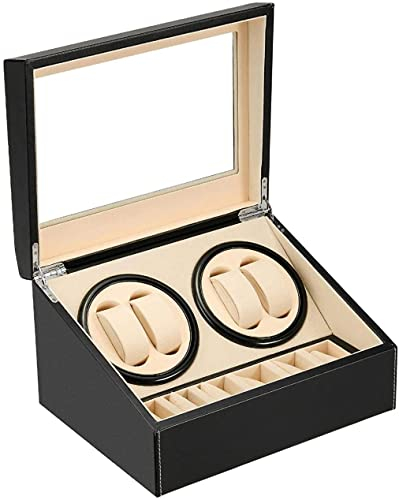 MOOPHYSHAM Automatische Uhrenbeweger Box,luxuriöser Uhrenbeweger,Uhrengehäuse mit leisem Mabuchi Motor,Lagerung Schmuckschatulle (Schwarz-MPS-103B)
