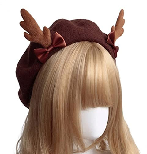 Niedliche Antlers Beret Rentier Ohrhut Warme Beanie Hut Weihnachtsfeiertagsfeier Maler Mütze Für Frauen Mädchen