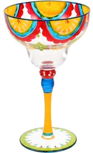 Gadpiparty Bemaltes Margarita-Glas Handgefertigt Dekoratives Cocktailglas 7.09X4.33X2.95In Vielseitiges Trinkglas Für Haus Party Bar Küchendekoration