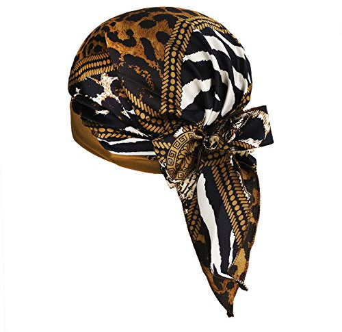 RONGXINUS Damen-Beanie, Chemo-Mütze, seidig, Chemo-Kopfbedeckung für Krebs, Headwrap Strentch Head Wrap Girl Bandana Hijab Cap, Kaffee-Leopard, Einheitsgröße