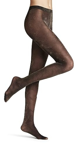 FALKE Damen Strumpfhose Day to Night 30 DEN W TI transparent gemustert 1 Stück, Schwarz (Black/Gold 3335), M
